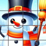 Puzzle cu om de zăpadă fericit